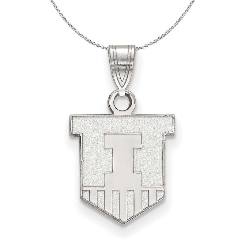 Sterling Silver U. Of Illinois Small Shield Necklace - 16 Inch